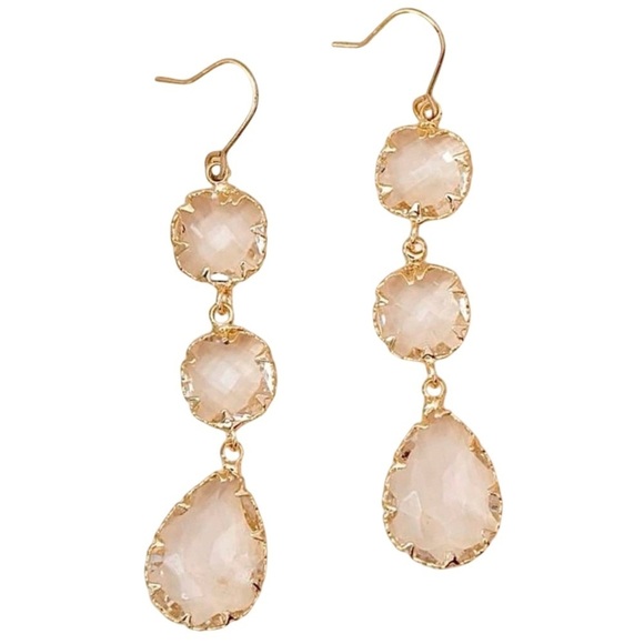 Dangle Water Drop Glass Earrings - Picture 1 of 5